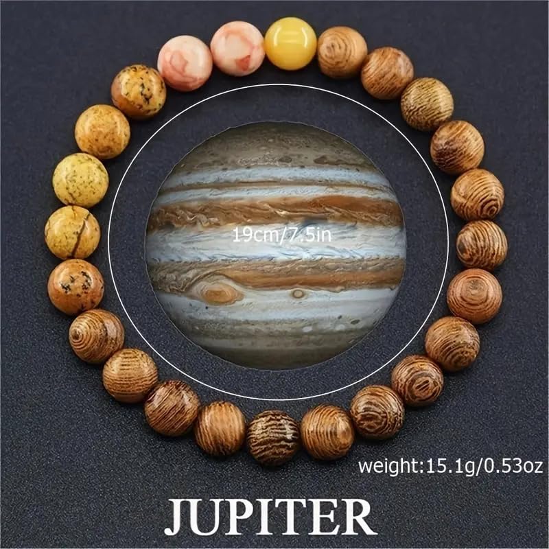 WORLD GOBLINS Pulsera Sistema Solar Piedras Naturales 8 mm | Chakras Curativos y Planetas | Pulsera Hombre Mujer Elástica 19 cm | Diseño Cósmico Universo Handmade (JÚPITER) - Imagen 8
