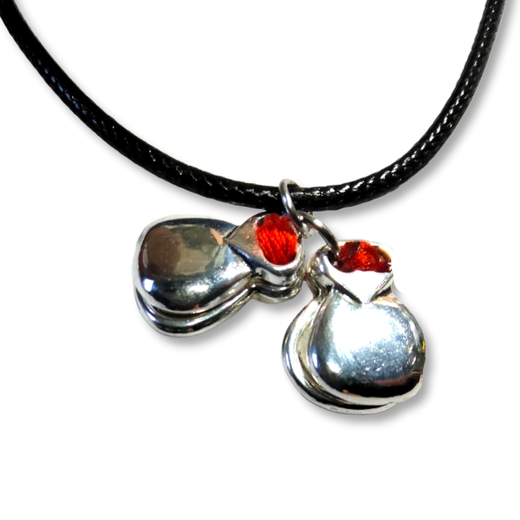 WORLD GOBLINS Joyería Flamenca con Castañuelas | Artesanía Andaluza Chapada en Plata de Ley; Gargantilla Colgantes Pendientes y Pulseras. Fabricado en España Regalos Mujer (Conj. Hilo Rojo) - Imagen 5