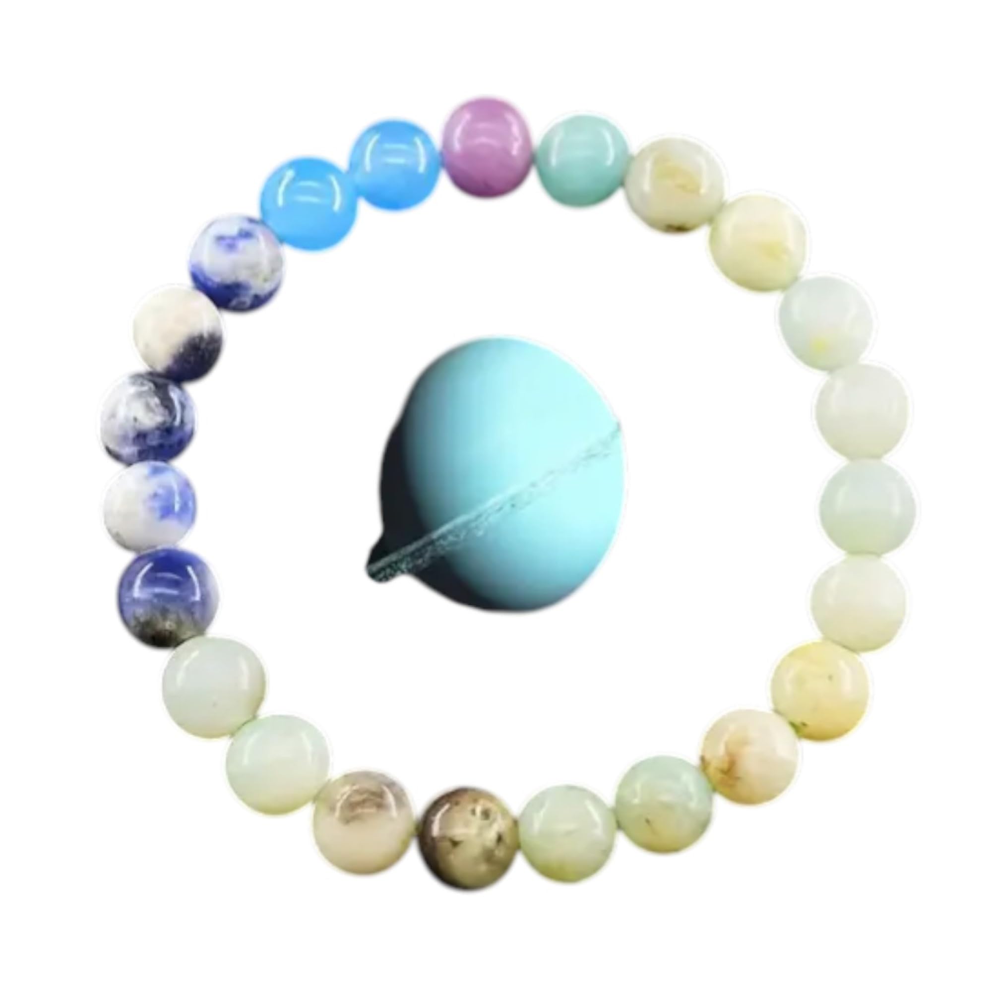 WORLD GOBLINS Pulsera Sistema Solar Piedras Naturales 8 mm | Chakras Curativos y Planetas | Pulsera Hombre Mujer Elástica 19 cm | Diseño Cósmico Universo Handmade (URANO) - Imagen 5