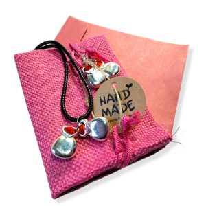 WORLD GOBLINS Joyería Flamenca con Castañuelas | Artesanía Andaluza Chapada en Plata de Ley; Gargantilla Colgantes Pendientes y Pulseras. Fabricado en España Regalos Mujer (Conj. Hilo Rojo)