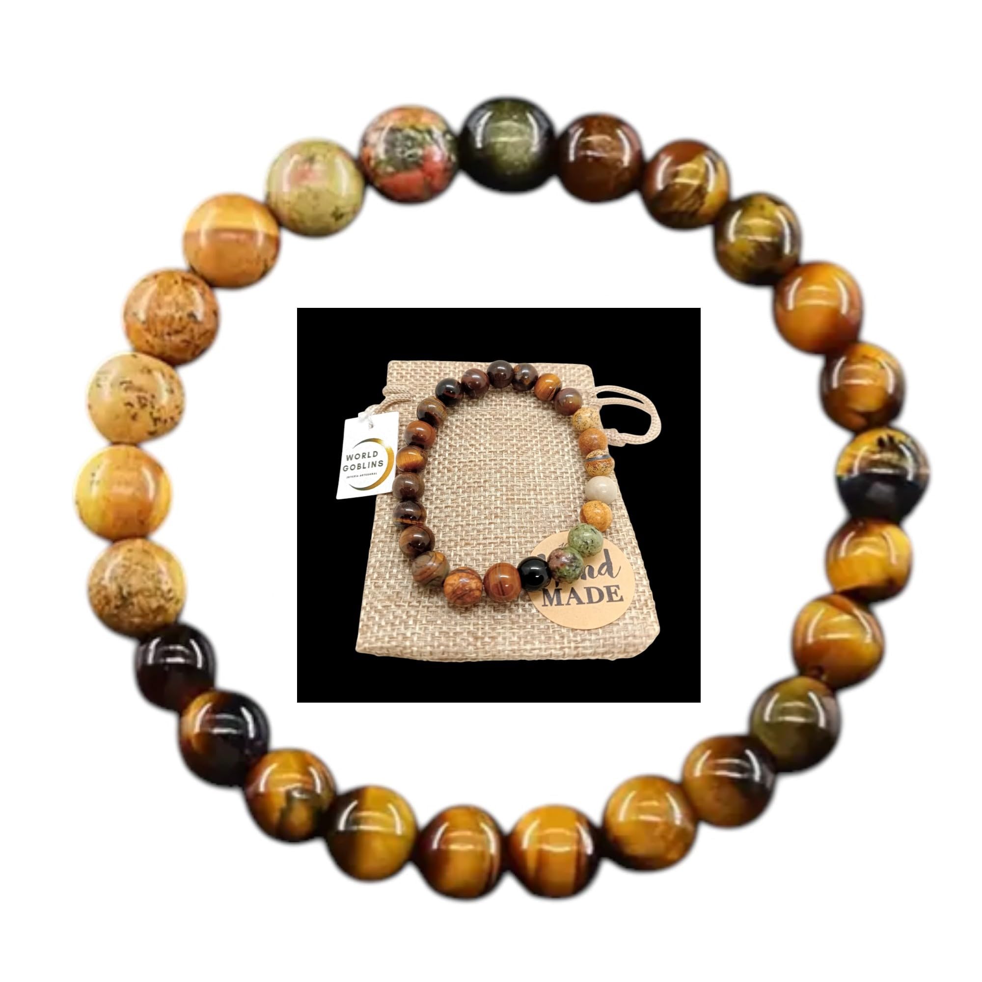 WORLD GOBLINS Pulsera Sistema Solar Piedras Naturales 8 mm | Chakras Curativos y Planetas | Pulsera Hombre Mujer Elástica 19 cm | Diseño Cósmico Universo Handmade (VENUS) - Imagen 8