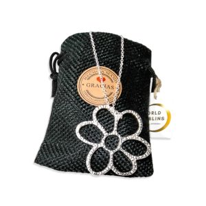 WORLD GOBLINS Collar de Margarita Plata. Gargantilla Elegante Llamativa, Cadena plata 925, Regalos Originales para Mujer y Niña. Collares España. Regalo, Joyería Diseño (Design MARGARITA)