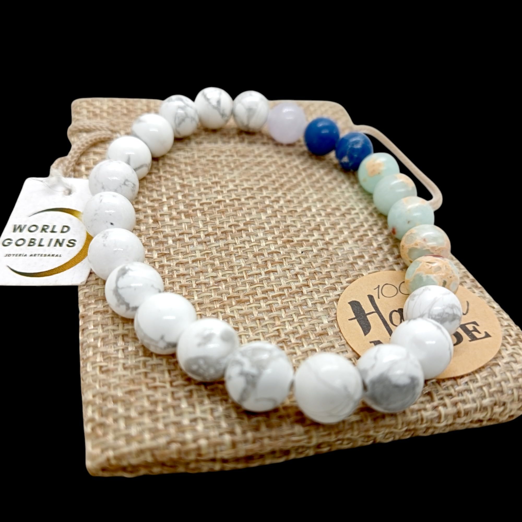 WORLD GOBLINS Pulsera Sistema Solar Piedras Naturales 8 mm | Chakras Curativos y Planetas | Pulsera Hombre Mujer Elástica 19 cm | Diseño Cósmico Universo Handmade (MERCURIO) - Imagen 8