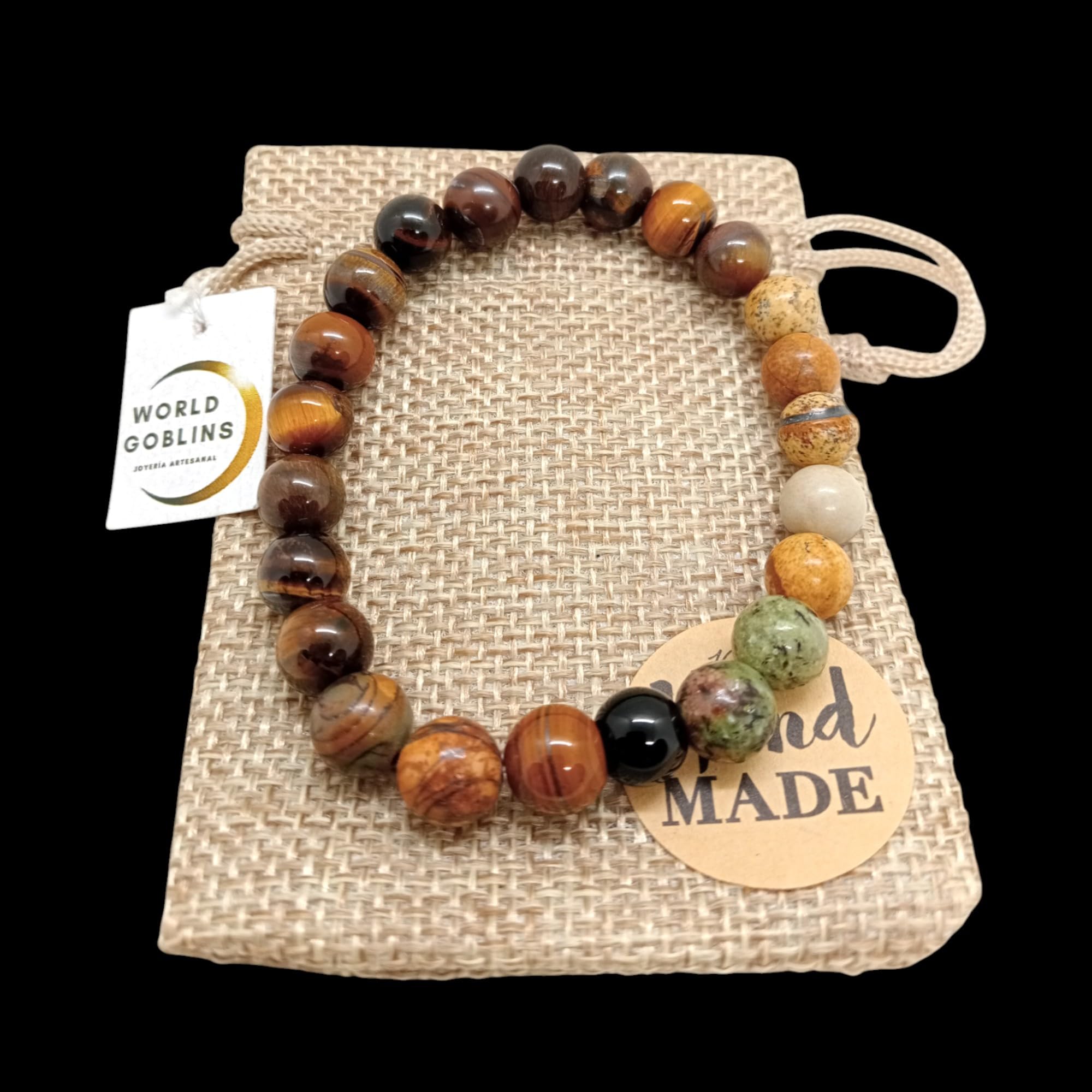 WORLD GOBLINS Pulsera Sistema Solar Piedras Naturales 8 mm | Chakras Curativos y Planetas | Pulsera Hombre Mujer Elástica 19 cm | Diseño Cósmico Universo Handmade (VENUS) - Imagen 7