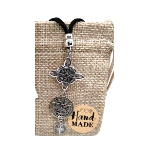 Collar Nudo de Brujas Triple Protección Amuleto Plata | Nudo + Tetragramatón + San Benito. Antelina 65cm Adaptable para Hombre y Mujer | Wicca, Protección contra Hechizos (WG Triple Protección)