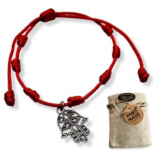 WORLD GOBLINS Pulsera de Nudos del Destino con Mano de Fátima. Protección y Suerte Chapado Plata de Ley 12 Micras. Mano Hamsa Espiritual. Regalo Original (Con Mano de Fátima)