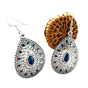 WORLD GOBLINS Pendientes Hippies Mujer de Colores Largos. Llamativos, Boho Vintage. Pendientes Plata Divertidos. Colores. Aretes Originales Hechos en España (GOTA AZUL MORADÍ)