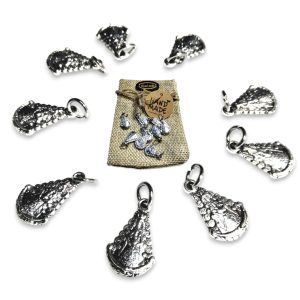 WORLD GOBLINS Medalla Virgen del Rocío 10 Colgantes de la Virgen del Rocío, Joyeria Chapada en Plata de Ley 925/1000 + Bolsa Yute Artesanal Hechas a Mano. Fabricado en España. Regalos Religiosos