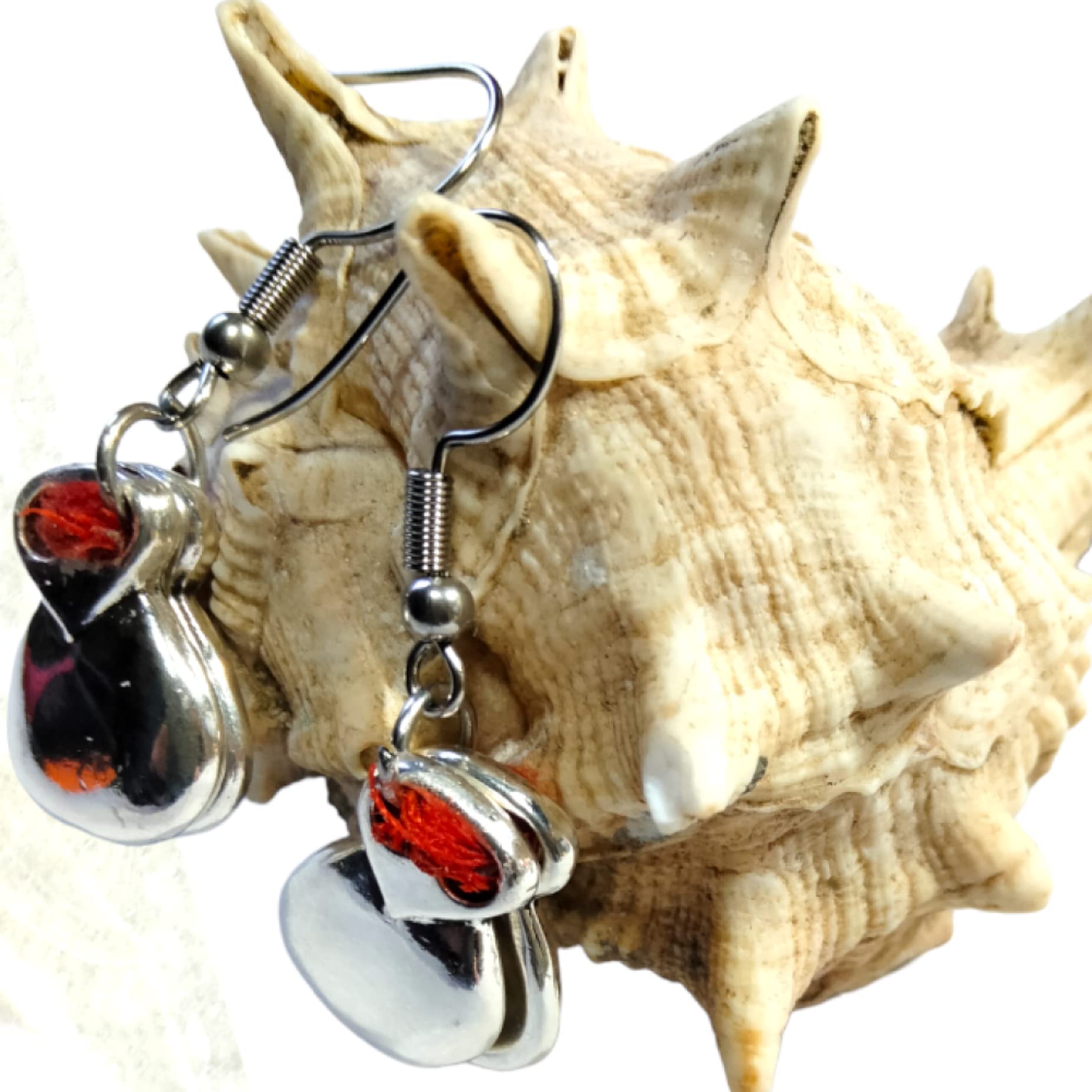 WORLD GOBLINS Joyería Flamenca con Castañuelas | Artesanía Andaluza Chapada en Plata de Ley; Gargantilla Colgantes Pendientes y Pulseras. Fabricado en España Regalos Mujer (Conj. Hilo Rojo) - Imagen 4