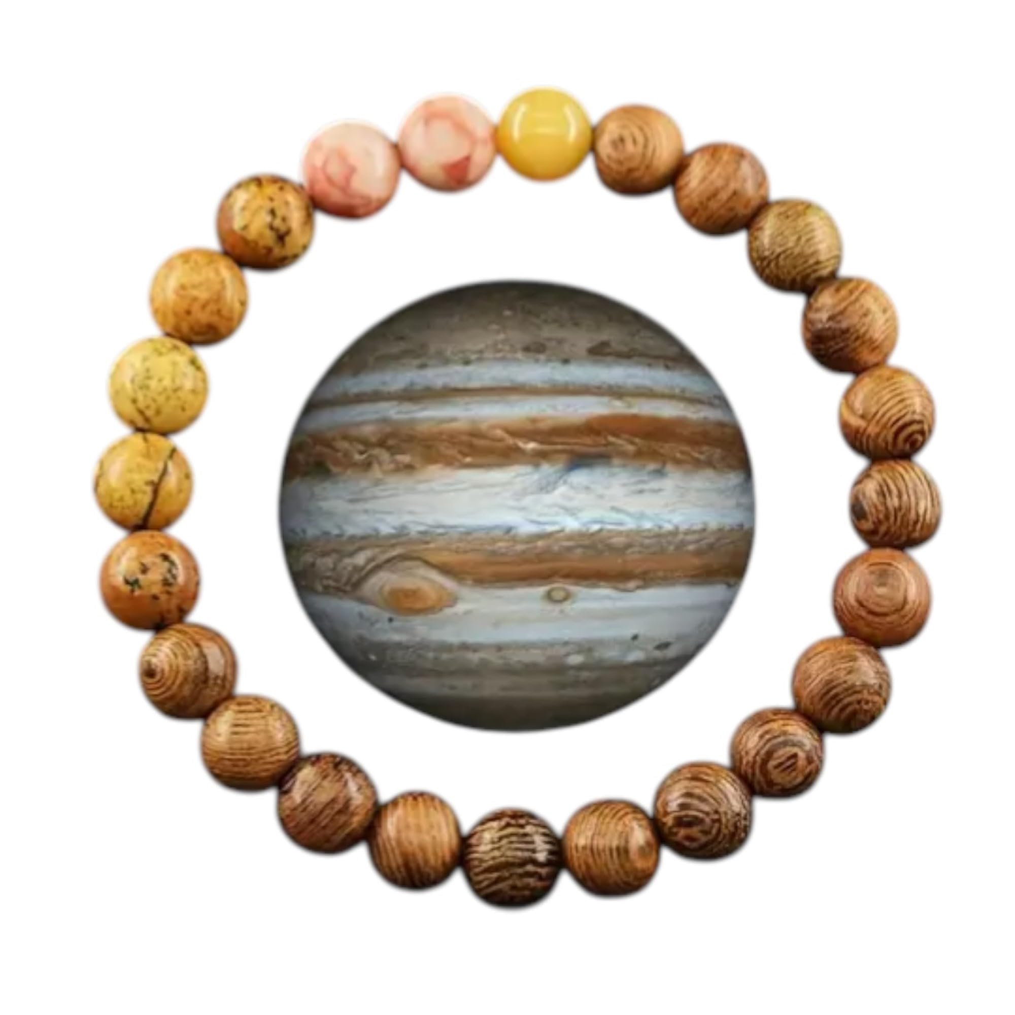 WORLD GOBLINS Pulsera Sistema Solar Piedras Naturales 8 mm | Chakras Curativos y Planetas | Pulsera Hombre Mujer Elástica 19 cm | Diseño Cósmico Universo Handmade (JÚPITER) - Imagen 5