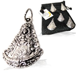 5 Medallas Virgen del Rocío. Colgantes Rocieros Religiosos Chapados en Plata de Ley 12 micras, Protección y Suerte + Bolsa de Yute Artesanal Hechas a Mano. Fabricado en Córdoba - España (PLATA 5 Unds)