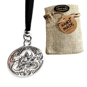 WORLD GOBLINS Collar Nudo de Bruja Amuleto Plata | Antelina Negra 50cm Adaptable para Hombre y Mujer |Hecho a Mano, Amuleto | Protección contra Hechizos + Bolsa de Yute Hecha a Mano Regalo (Estilo 2)