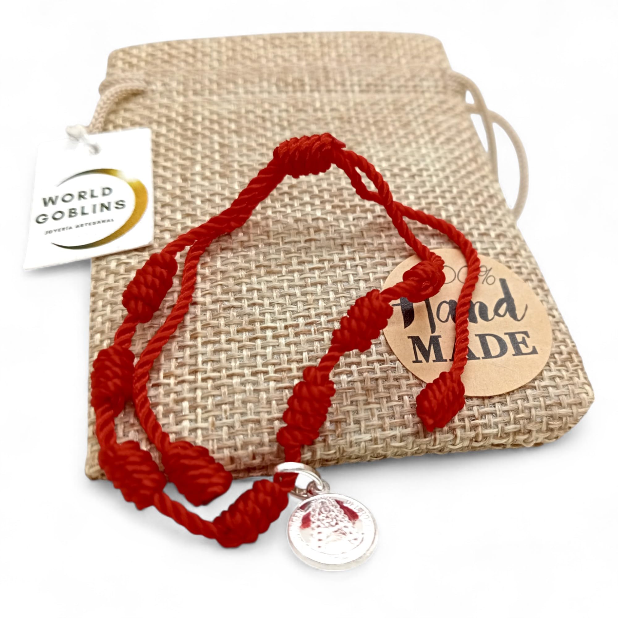 WORLD GOBLINS Pulsera de hilo rojo y Virgen del Rocio Plata 925. Suerte y Proteccion. Brazalete Rociero, Parejas y Amistad. Ajustable. Regalos Originales Religiosos (Virgen del Rocio 925) - Imagen 8