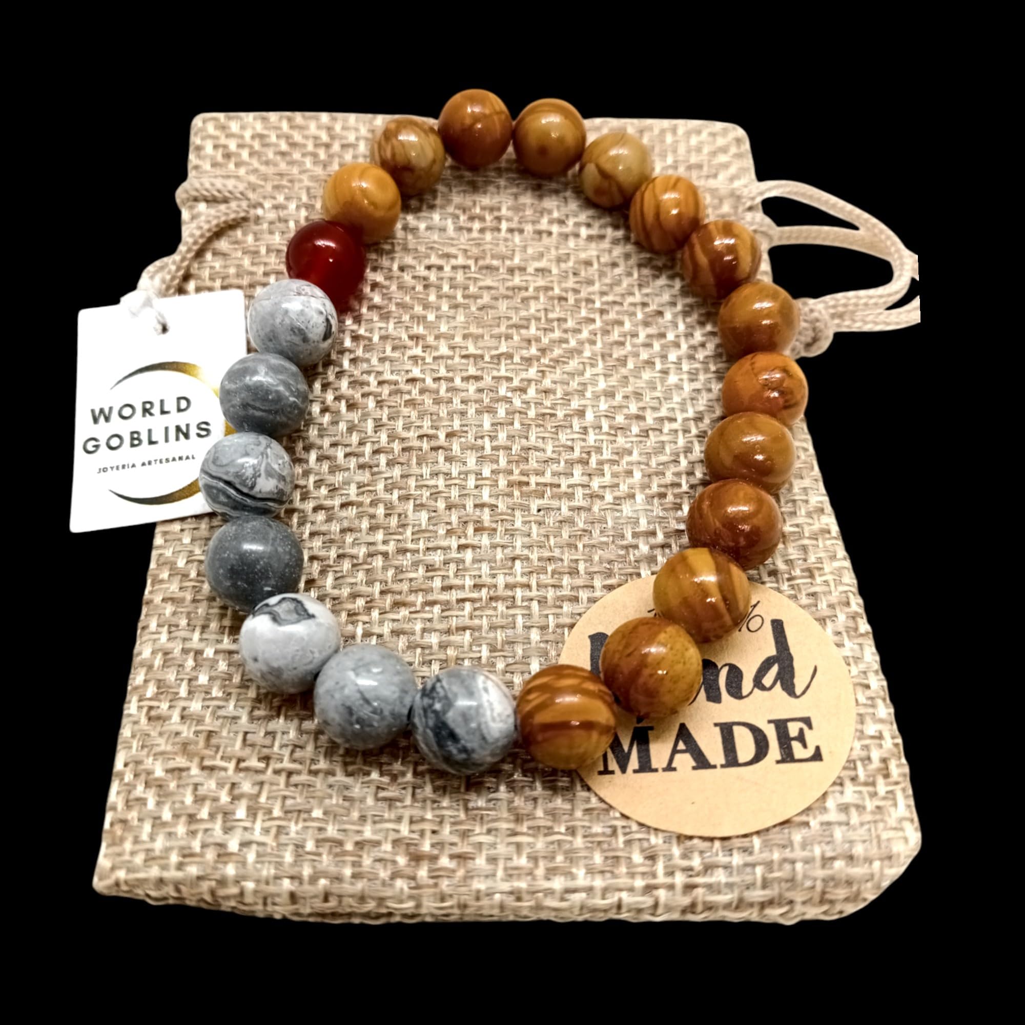 WORLD GOBLINS Pulsera Sistema Solar Piedras Naturales 8 mm | Chakras Curativos y Planetas | Pulsera Hombre Mujer Elástica 19 cm | Diseño Cósmico Universo Handmade (SATURNO) - Imagen 6