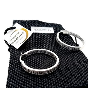 Aros Plata Mujer 30mm Plata 925 | Pendientes Aro Diseño Grabado | Joyas Artesanales Córdoba | Joyería Artesanal Premium, Regalo para Navidad y Reyes Magos (Aro 30x3mm)