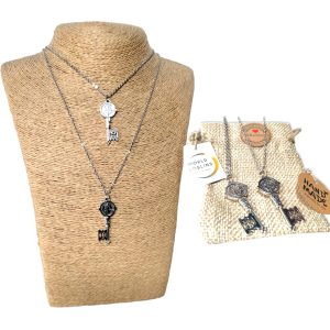 WORLD GOBLINS Collar Llave de San Benito, Gargantilla Protección con Cadena de Acero Inoxidable 45cm. Regalo Parejas, Hombre Mujer. Colgante Religioso