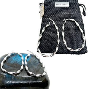 Pendientes Aro Ovalado Trenzado Mujer Plata de Ley 925 | Aretes 5x3 cm Modernos y Elegantes | Joyería Artesanal WORLD GOBLINS | Pendientes Plata Ligeros 3.8 g | Córdoba España