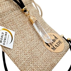Collar Protección Cuarzo Blanco Natural Cristal de Roca, Colgante Hecho a Mano con Cordón Antelina Negra 70cm, Acero Inoxidable 316L, Amuleto Energético Reiki, Piedras curativa curación Chakras (ORO)