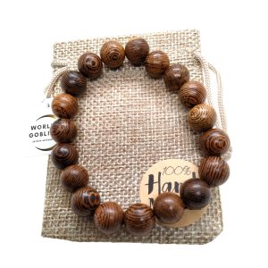 WORLD GOBLINS Pulsera Palo Santo 10mm Eláctica Rosario de Madera Natural Budista para Meditación y Yoga Hecha a Mano. Brazalete Adaptable, Joyería Espiritual (Palo Santo10mm)