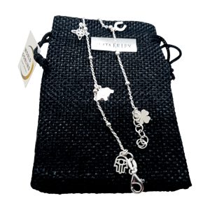 WORLD GOBLINS Pulsera de la Suerte Plata de Ley 925 Mujer | Trébol, Herradura, Nudo de Bruja, Elefante y Mano de Fátima | Joyería, Amuleto Protección, Regalo Original Hecho a Mano (925 - De la Suerte)