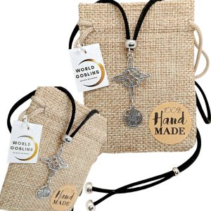 WORLD GOBLINS Collar Doble Protección Plata de Ley 925 Hecho a Mano. Amuleto de Protección contra Hechizos y Mal de Ojo, Magia Wicca, Regalo para Bruja Original (DOBLE SENCILLO)