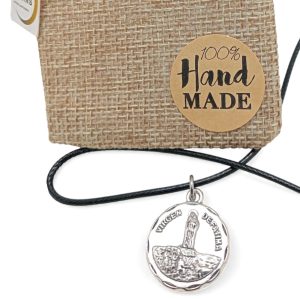 Collar Virgen de Fátima | Santos de España, Colgante Catolico, Religion. Medalla 2cm Chapada en Plata 12 Micras | Cadena Cola de Ratón Negra 45-48cm | Regalo Religioso Hombre Mujer (Virgen de Fátima)