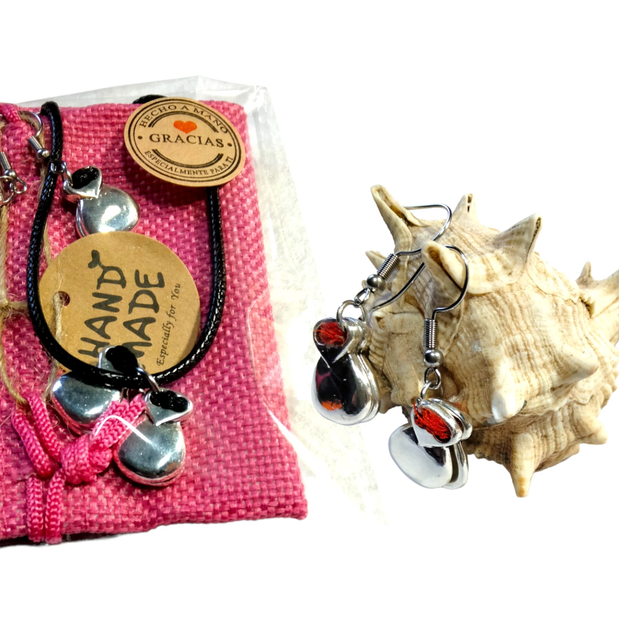 WORLD GOBLINS Joyería Flamenca con Castañuelas | Artesanía Andaluza Chapada en Plata de Ley; Gargantilla Colgantes Pendientes y Pulseras. Fabricado en España Regalos Mujer (Conj. Hilo Rojo) - Imagen 3