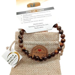 WORLD GOBLINS Pulsera Ojo de Tigre Natural 6mm Elástica Hombre y Mujer | Piedra de Protección, Fuerza y Confianza | Pulsera Espiritual Unisex con Cartulina Explicativa (OJO DE TIGRE 6mm)