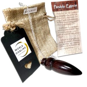 WORLD GOBLINS Péndulo Egipcio de Madera 6CM con Cadena de Plata de Ley 925. 21CM | Radiestesia Adivinación + Folleto Explicativo y Bolsa Yute. Joyería Espiritual (Péndulo Karnak Madera 6 cm)