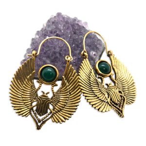 Pendientes Dorados Egipcios, Joyería para Mujeres, Joyas. Labrado Moruno Asimétricos. Alas de Antiguo Egipto, Aretes Vintage Tribal Gitana. Regalo Original(Egipcio Dorado)