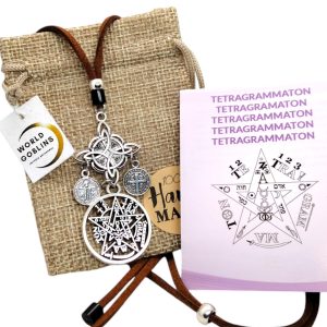Collar de Triple Protección de Nudo de Bruja, Tetragramatón y San Benito. Collar Exclusivo Hecho a Mano por World Gblins. Amuletos Potectores, Joyería Espiritual Wicca. Protección (Original WICCA)
