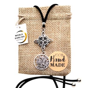 Collar Amuleto Nudo de Bruja y Tetragramatón, Doble Amuleto Protector contra Malas Energías, Hecho a Mano, Protección y Suerte, Joyería Espiritual Celta, Regalos Originales (WG Doble Protección)