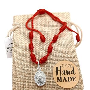 WORLD GOBLINS Pulsera de la Suerte con Virgen Milagrosa Plata 925. Proteccion contra el Mal de Ojo para Familia, Parejas y Amistad. Ajustable. Regalos Originales Religiosos (Virgen Milagrosa 925)