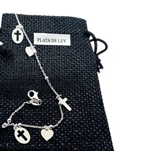WORLD GOBLINS Pulsera Religiosa Plata 925 | Joyería Mujer | Fe, Amor y Protección | Hecha a Mano, Joyería Regalos Originales Diseño. Joyas Finas. Artesano, España (Plata 925 Religiosa)