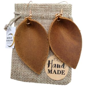 WORLD GOBLINS Pendientes Hippies Mujer de Colores Largos. Llamativos, Boho Vintage. Pendientes Plata Divertidos. Colores. Aretes Originales Hechos en España (Cuero Crazy Natural)