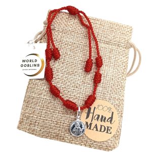 WORLD GOBLINS Pulsera Roja de Nudos San Judas Tadeo Plata de Ley 925 - Suerte y Proteccion, Fortaleza Interior y Confianza. Joyería Premiun. Regalos Originales Religiosos (San Judas Tadeo 925)