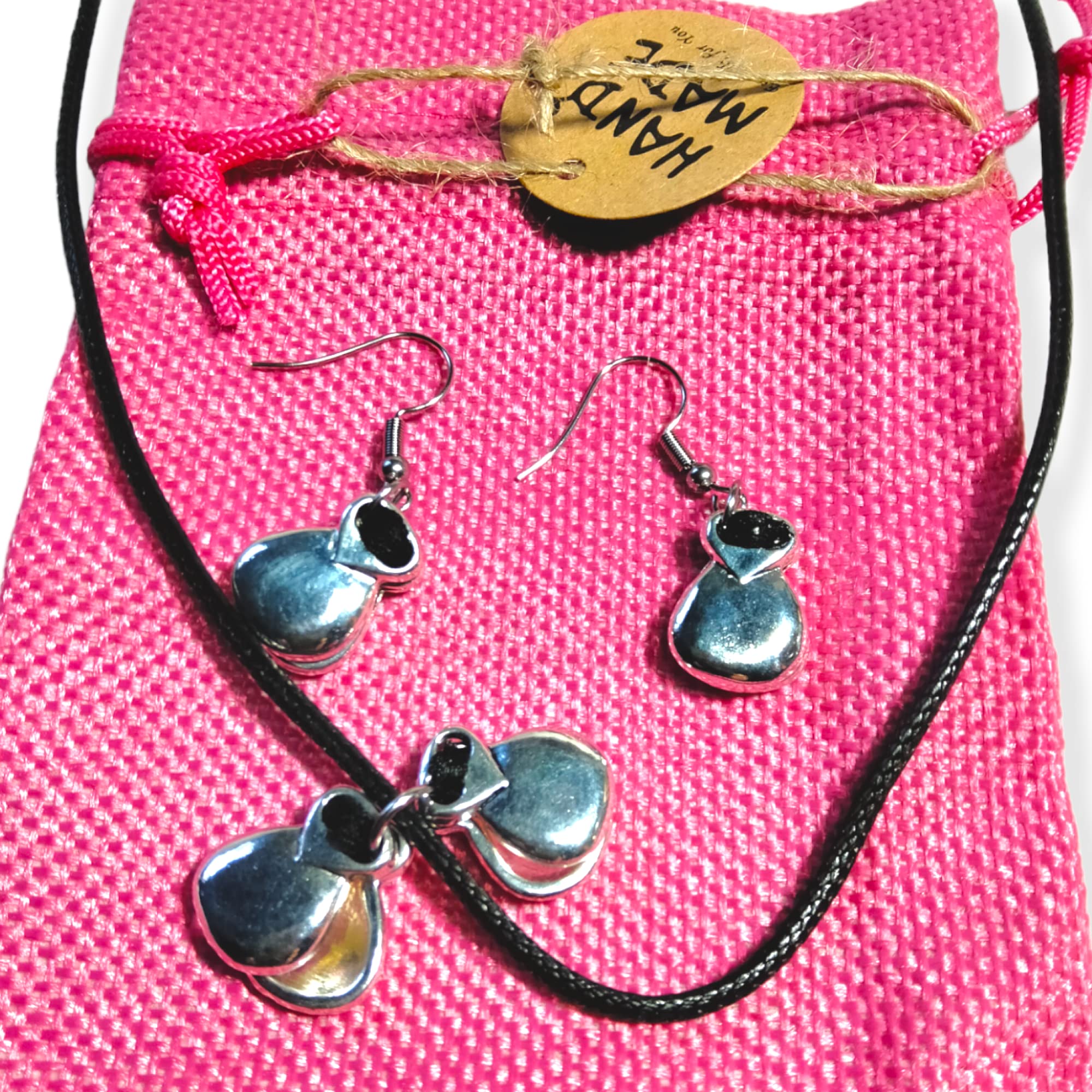 WORLD GOBLINS Joyería Flamenca con Castañuelas | Artesanía Andaluza Chapada en Plata de Ley; Gargantilla Colgantes Pendientes. Fabricado en España Regalos Mujer (Conj. Hilo Negro) - Imagen 5