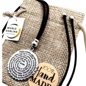 Collar con Padre Nuestro Medalla Chapada en Plata de Ley 925 | 12 Micras. Colgante. Hecho a Mano, Religioso, Cuero Antelina Ajustable | Regalos Originales Católicos Hombre Mujer. Joyería