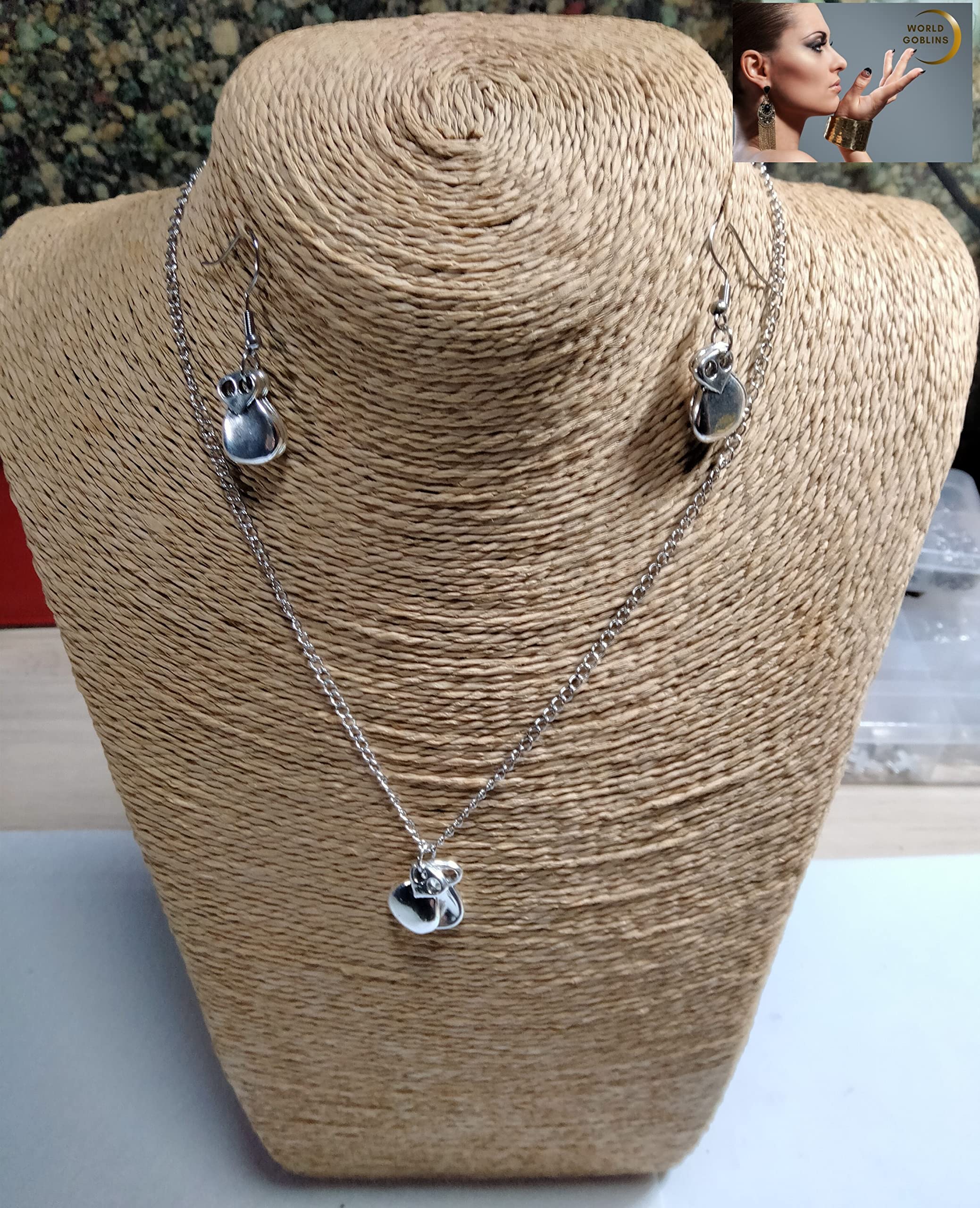 WORLD GOBLINS Joyería Flamenca con Castañuelas | Artesanía Andaluza Chapada en Plata de Ley; Gargantilla Colgantes Pendientes y Pulseras. Fabricado en España Regalos Mujer (Conjunto) - Imagen 7