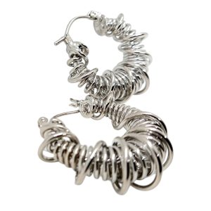 Pendientes Aro Mujer Grandes Acero Inoxidable 316L Hipoalergénicos – Aros Gruesos Geométricos en Espiral 30 mm con Cierre Facil – Diseño Moderno Elegante Statement